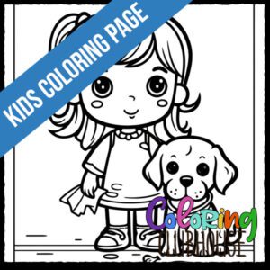 Puppy Pals Coloring Page: A Little Girl and Puppy