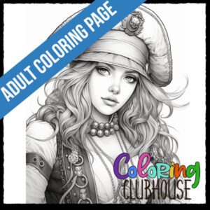 Pretty Pirate - Grayscale Fantasy Coloring Page