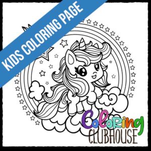 Unicorn in the Clouds Coloring Page