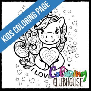 Unicorn I Love You Coloring Page for Kids